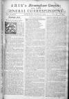 Aris's Birmingham Gazette Mon 05 Nov 1750 Page 1