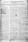 Aris's Birmingham Gazette Mon 26 Nov 1750 Page 1