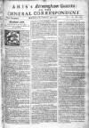 Aris's Birmingham Gazette Mon 25 Feb 1751 Page 1