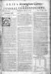 Aris's Birmingham Gazette Mon 04 Mar 1751 Page 1