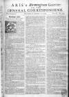 Aris's Birmingham Gazette Mon 11 Nov 1751 Page 1