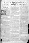 Aris's Birmingham Gazette Mon 13 Jan 1752 Page 1