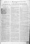 Aris's Birmingham Gazette Mon 27 Jan 1752 Page 1
