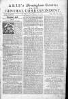 Aris's Birmingham Gazette Mon 17 Feb 1752 Page 1