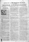 Aris's Birmingham Gazette Mon 02 Mar 1752 Page 1