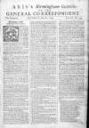 Aris's Birmingham Gazette Mon 20 Apr 1752 Page 1