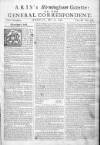 Aris's Birmingham Gazette Mon 11 May 1752 Page 1