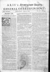 Aris's Birmingham Gazette Mon 01 Jun 1752 Page 1