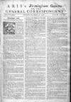 Aris's Birmingham Gazette Mon 03 Aug 1752 Page 1
