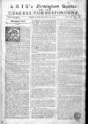 Aris's Birmingham Gazette Monday 18 September 1752 Page 1