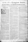 Aris's Birmingham Gazette Monday 25 September 1752 Page 1