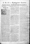 Aris's Birmingham Gazette Monday 09 October 1752 Page 1