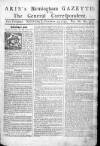Aris's Birmingham Gazette Monday 23 October 1752 Page 1