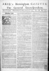 Aris's Birmingham Gazette Monday 13 November 1752 Page 1