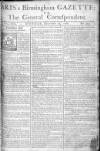 Aris's Birmingham Gazette Monday 15 December 1760 Page 1