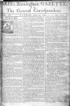 Aris's Birmingham Gazette Monday 15 June 1761 Page 1