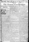 Aris's Birmingham Gazette Monday 01 March 1762 Page 1