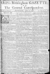 Aris's Birmingham Gazette Monday 21 June 1762 Page 1