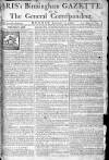 Aris's Birmingham Gazette Monday 03 January 1763 Page 1
