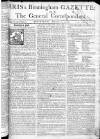 Aris's Birmingham Gazette Monday 07 March 1763 Page 1