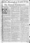 Aris's Birmingham Gazette Monday 14 March 1763 Page 1