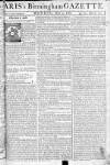 Aris's Birmingham Gazette Monday 09 May 1763 Page 1
