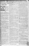Aris's Birmingham Gazette Monday 15 July 1765 Page 1