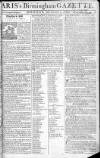 Aris's Birmingham Gazette Monday 02 September 1765 Page 1