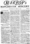 Manchester Mercury Tue 03 Mar 1752 Page 1