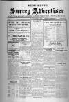 Surrey Advertiser Wednesday 26 January 1921 Page 1
