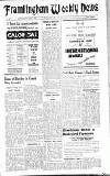 Framlingham Weekly News Saturday 29 January 1938 Page 1