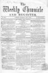 Weekly Chronicle (London) Saturday 01 May 1858 Page 1
