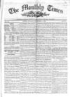 Monthly Times Monday 07 September 1846 Page 1