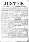 Justice Saturday 06 February 1886 Page 1