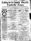 Ashby-de-la-Zouch Gazette Saturday 27 August 1887 Page 1