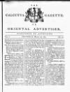 Calcutta Gazette Thursday 25 March 1784 Page 1