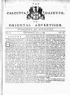 Calcutta Gazette Thursday 01 July 1784 Page 1