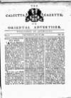 Calcutta Gazette Thursday 08 July 1784 Page 1