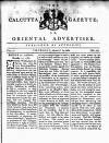 Calcutta Gazette Thursday 05 August 1784 Page 1