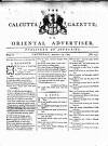 Calcutta Gazette Thursday 19 August 1784 Page 1