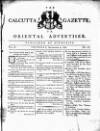 Calcutta Gazette Thursday 09 September 1784 Page 1