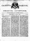 Calcutta Gazette Thursday 07 October 1784 Page 1