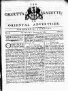 Calcutta Gazette Thursday 28 October 1784 Page 1
