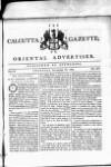 Calcutta Gazette Thursday 18 November 1784 Page 1