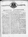 Calcutta Gazette Thursday 10 February 1785 Page 1