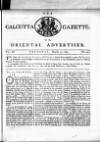 Calcutta Gazette Thursday 17 March 1785 Page 1