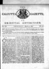 Calcutta Gazette Thursday 31 March 1785 Page 1