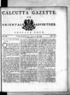 Calcutta Gazette Thursday 28 April 1785 Page 1