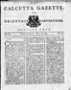 Calcutta Gazette Thursday 26 May 1785 Page 1