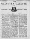 Calcutta Gazette Thursday 02 June 1785 Page 1